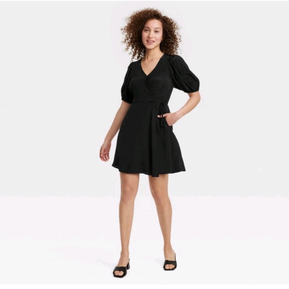A New Day Classic Black Wrap Dress - Picture 1 of 6